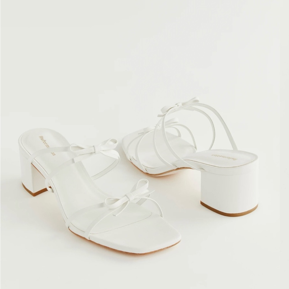 Reformation Elodie Block Heeled Sandal White Size 9.5